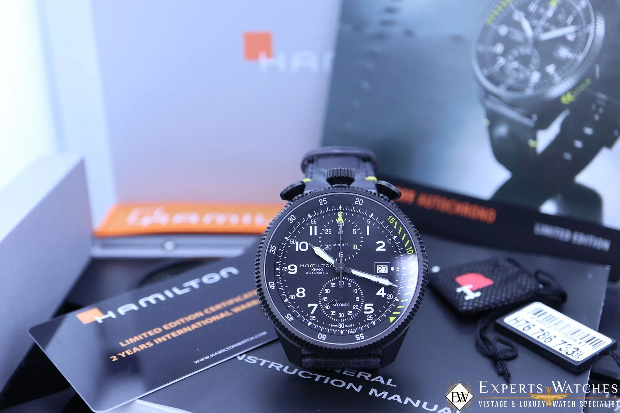 Sold!!! HAMILTON TAKEOFF Limited Edition H76786733 BullHead Chronograph KHAKI Aviation
