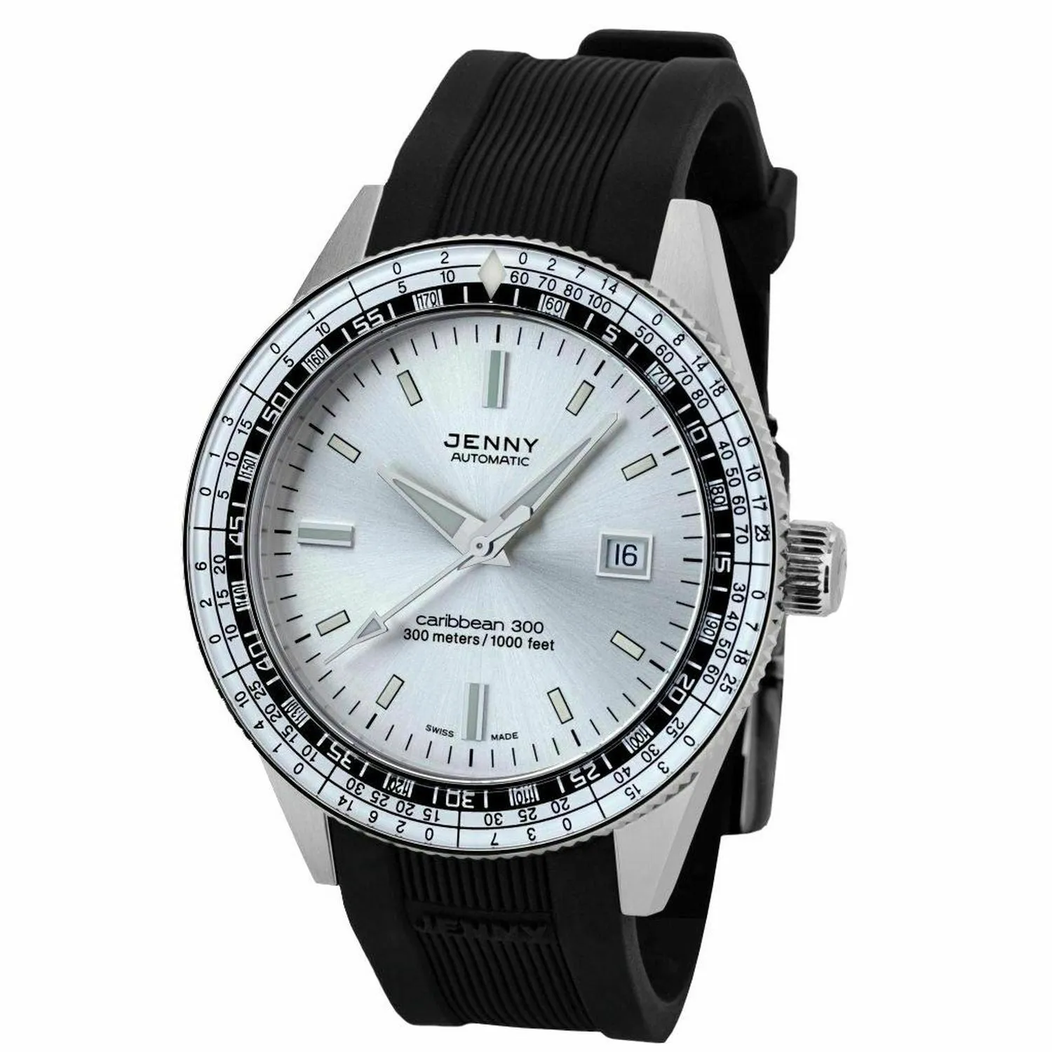 SOLD!!  New Jenny Caribbean 300 Silver Dive Diving Watch by DOXA Limited Edition