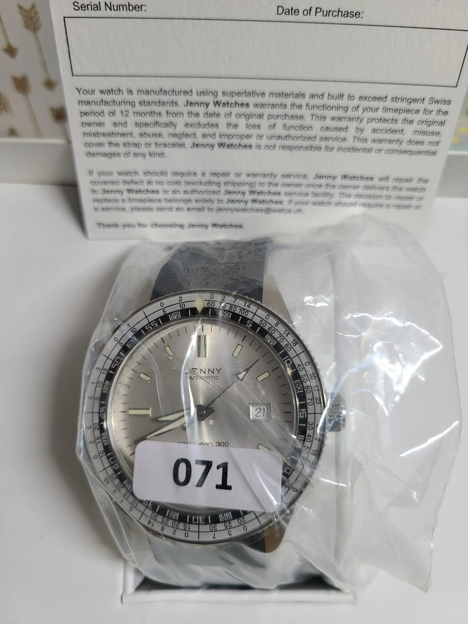 SOLD!!  New Jenny Caribbean 300 Silver Dive Diving Watch by DOXA Limited Edition