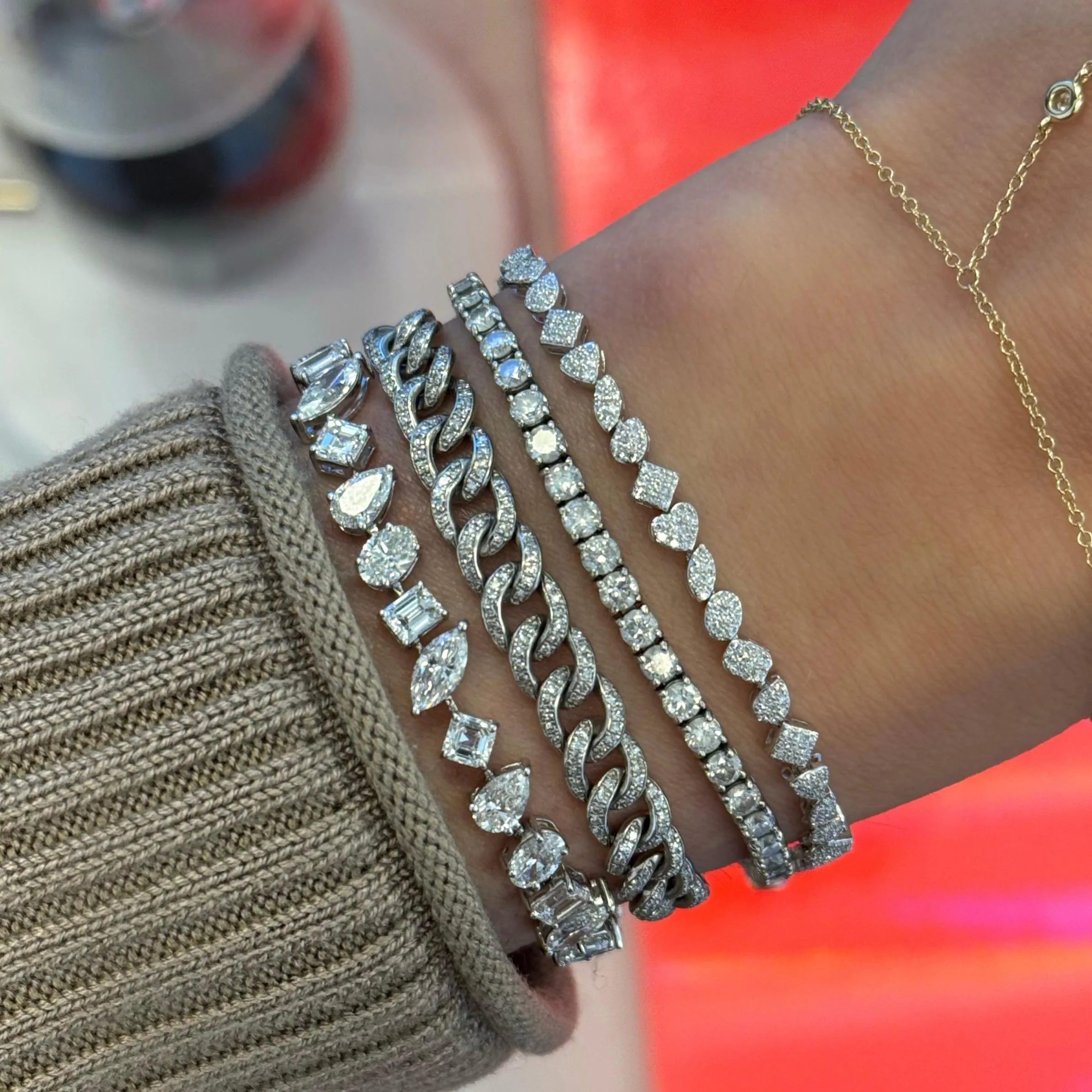 Solid Gold Mixed Shape Illusion Bracelet