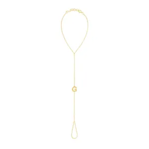 Solid Initial Hand Chain Bracelet