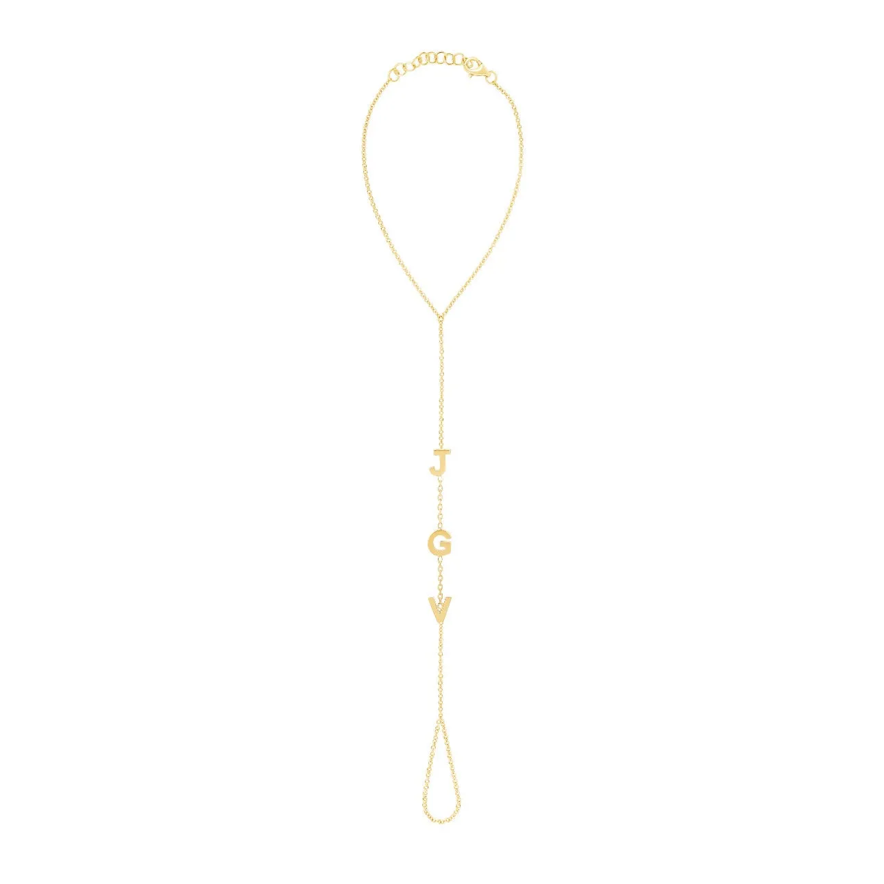 Solid Initials Hand Chain Bracelet