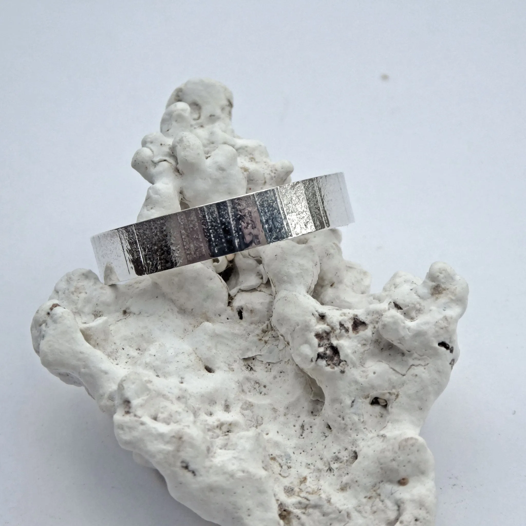 Solid Sterling Silver "Bamboo" pattern Band Ring