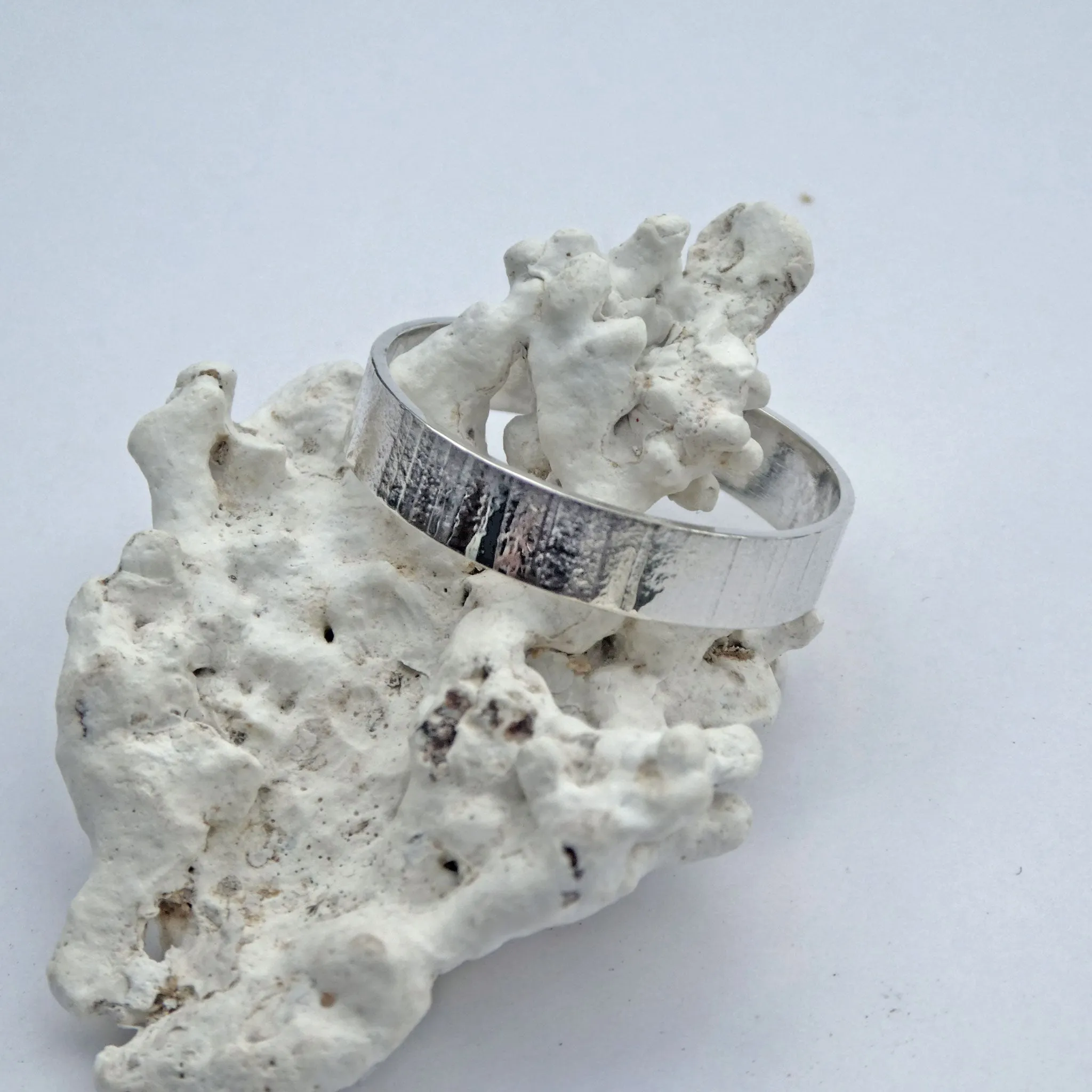 Solid Sterling Silver "Bamboo" pattern Band Ring