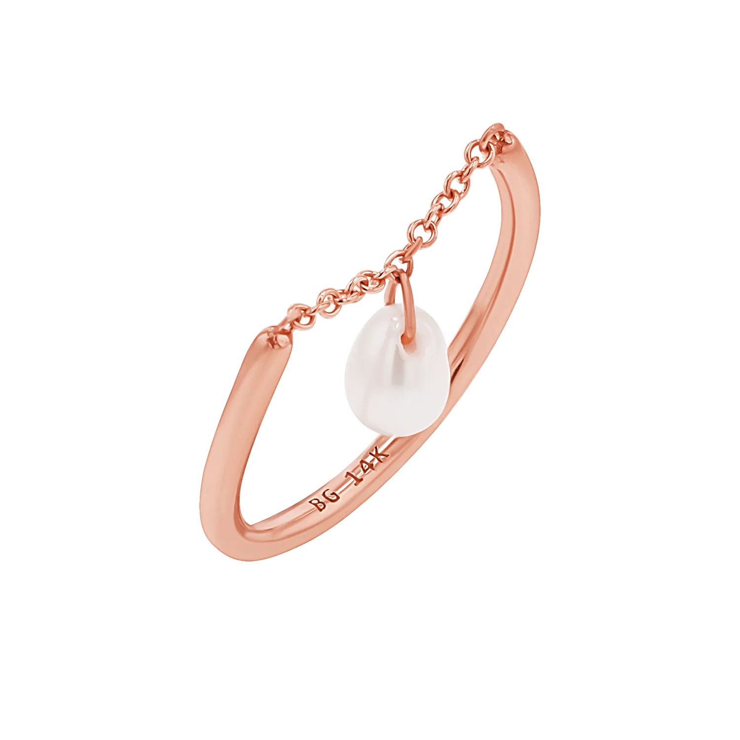 Solitaire Pearl Drop Chain Ring