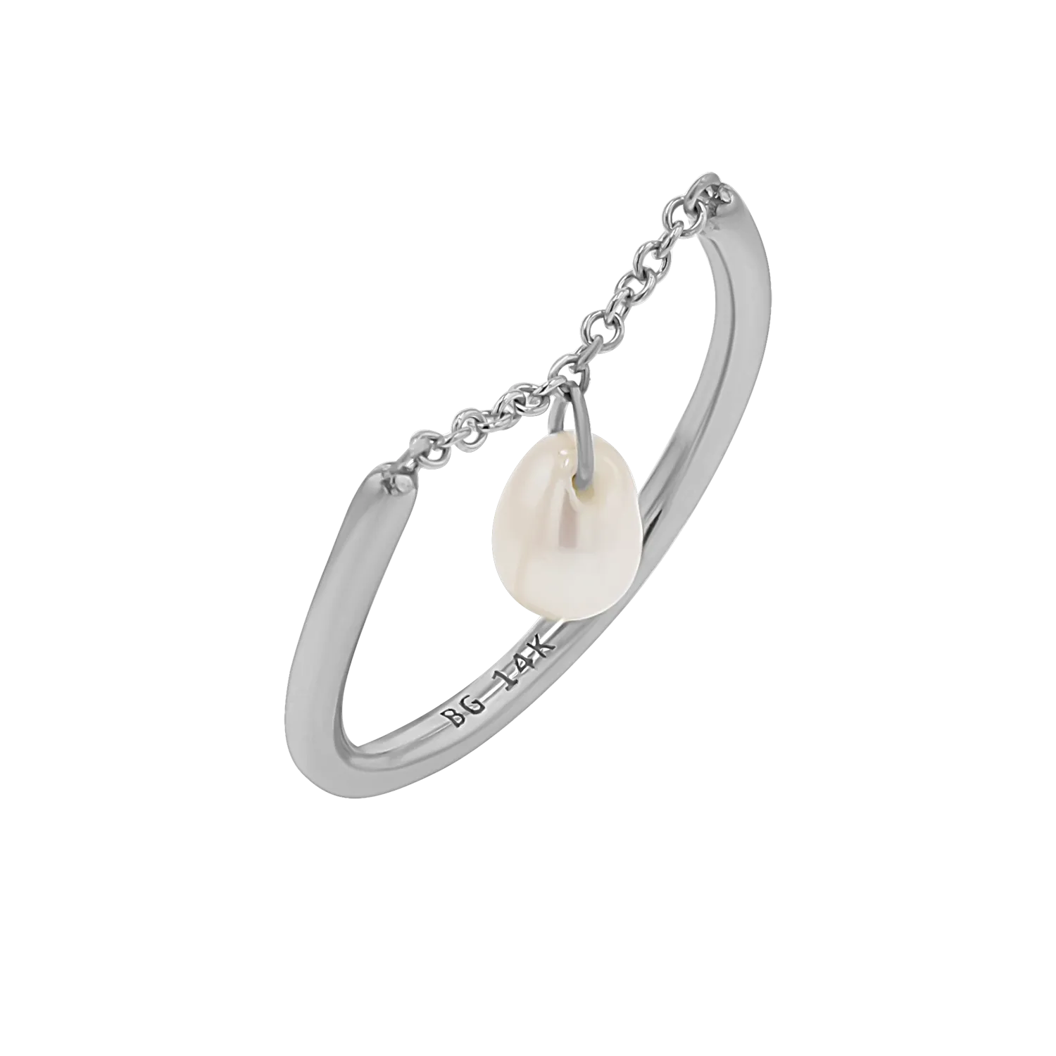 Solitaire Pearl Drop Chain Ring