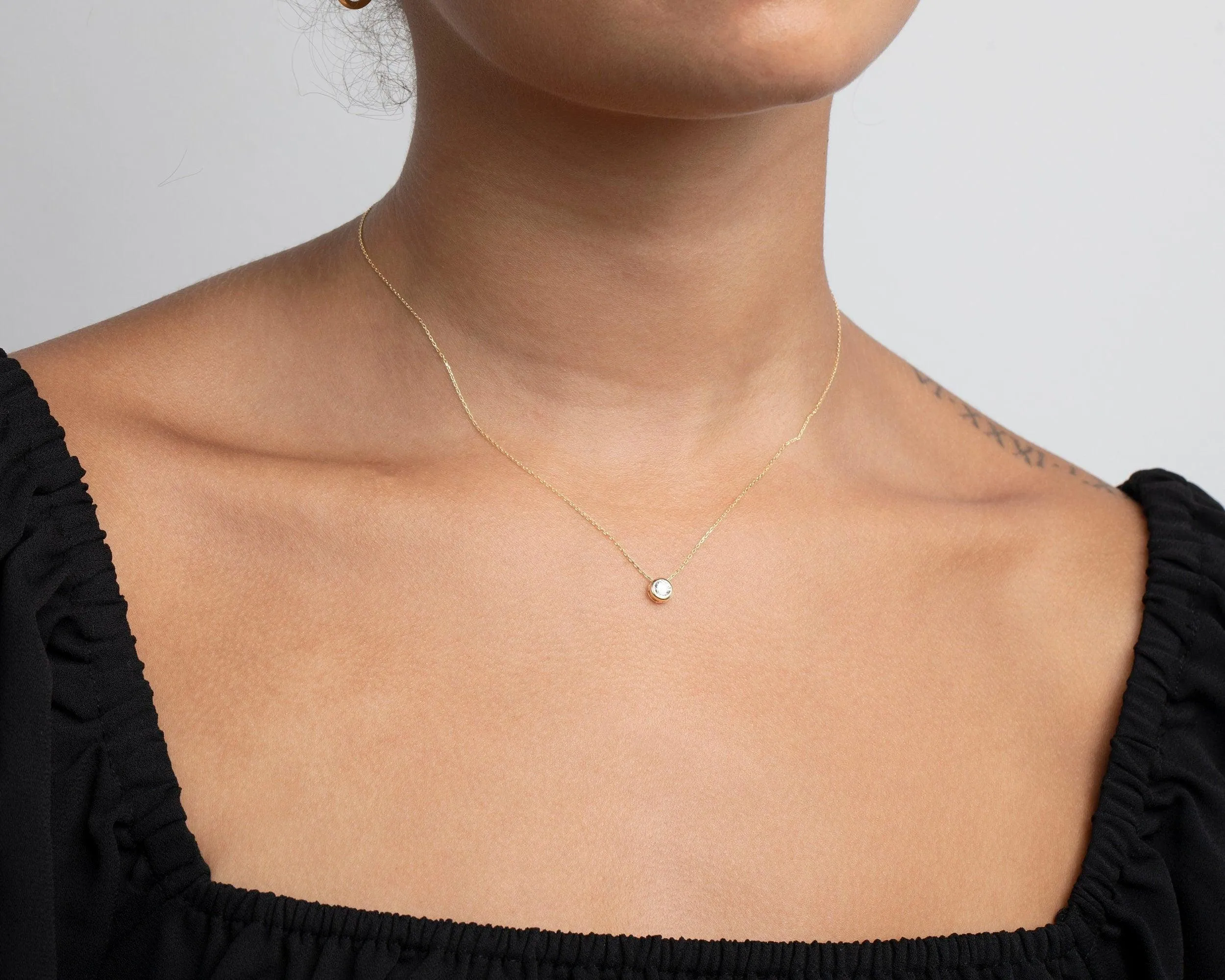 Solitaire Pendant Necklace - 18K Gold Vermeil