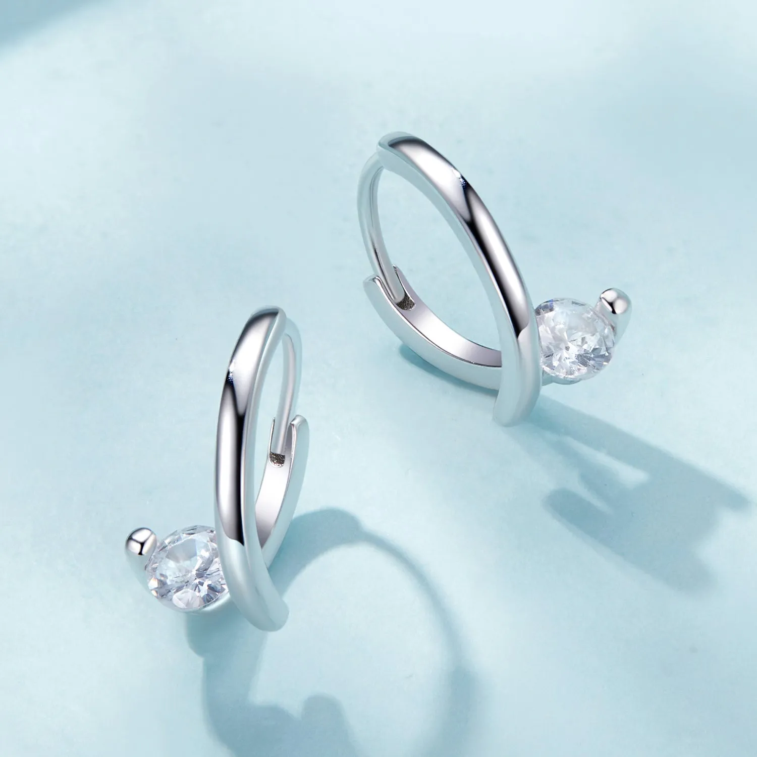 Solitaire Round Hoop Earrings