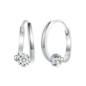 Solitaire Round Hoop Earrings