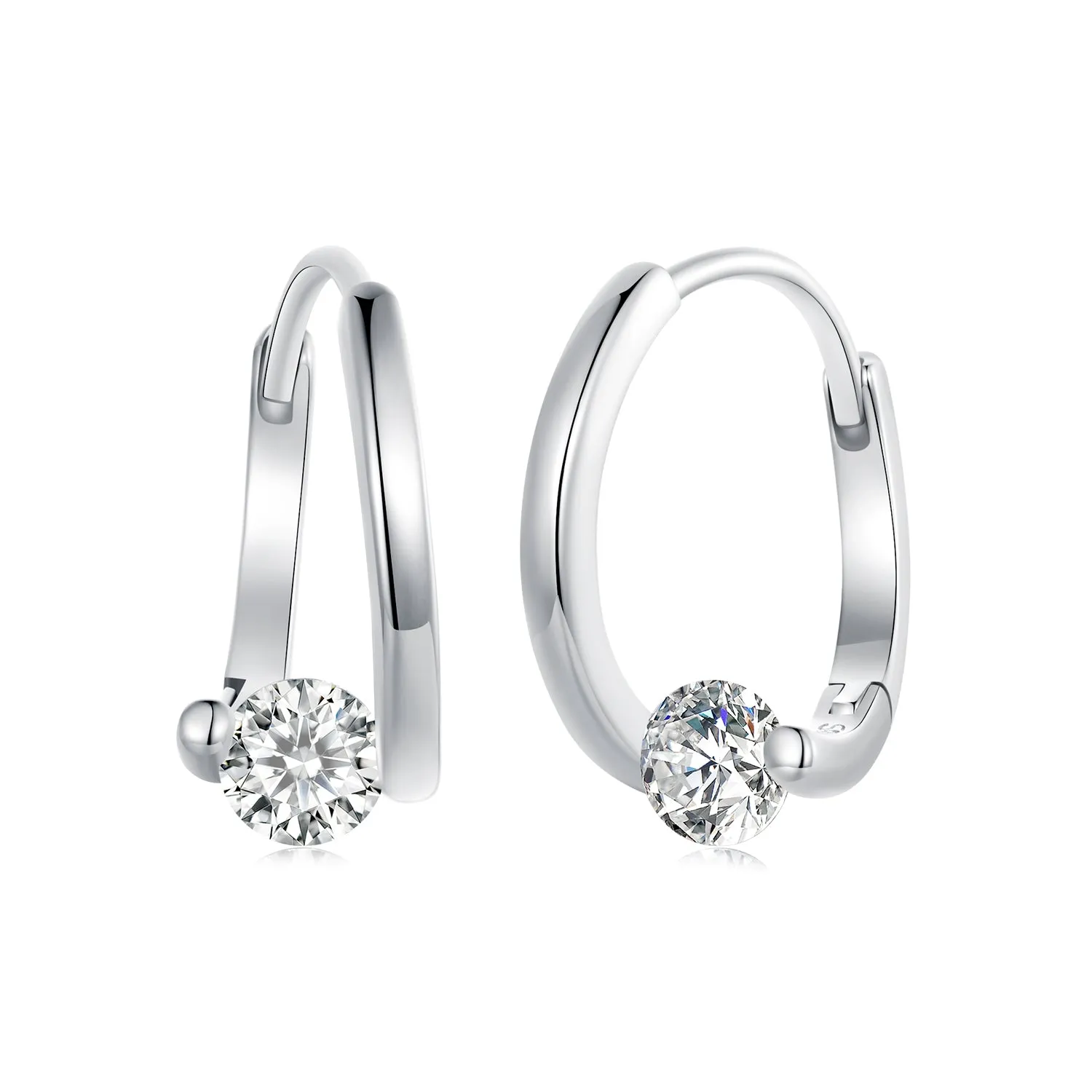 Solitaire Round Hoop Earrings