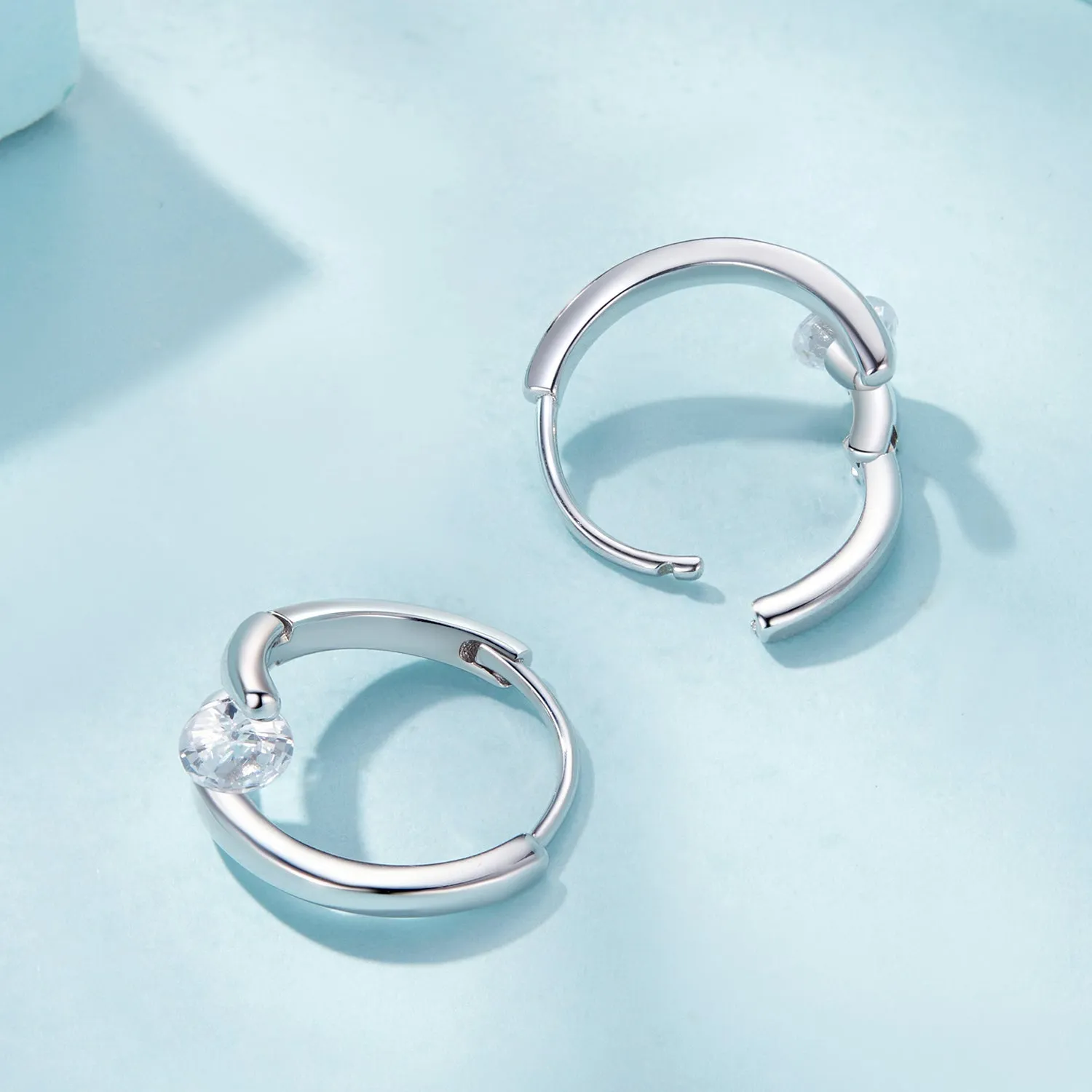 Solitaire Round Hoop Earrings