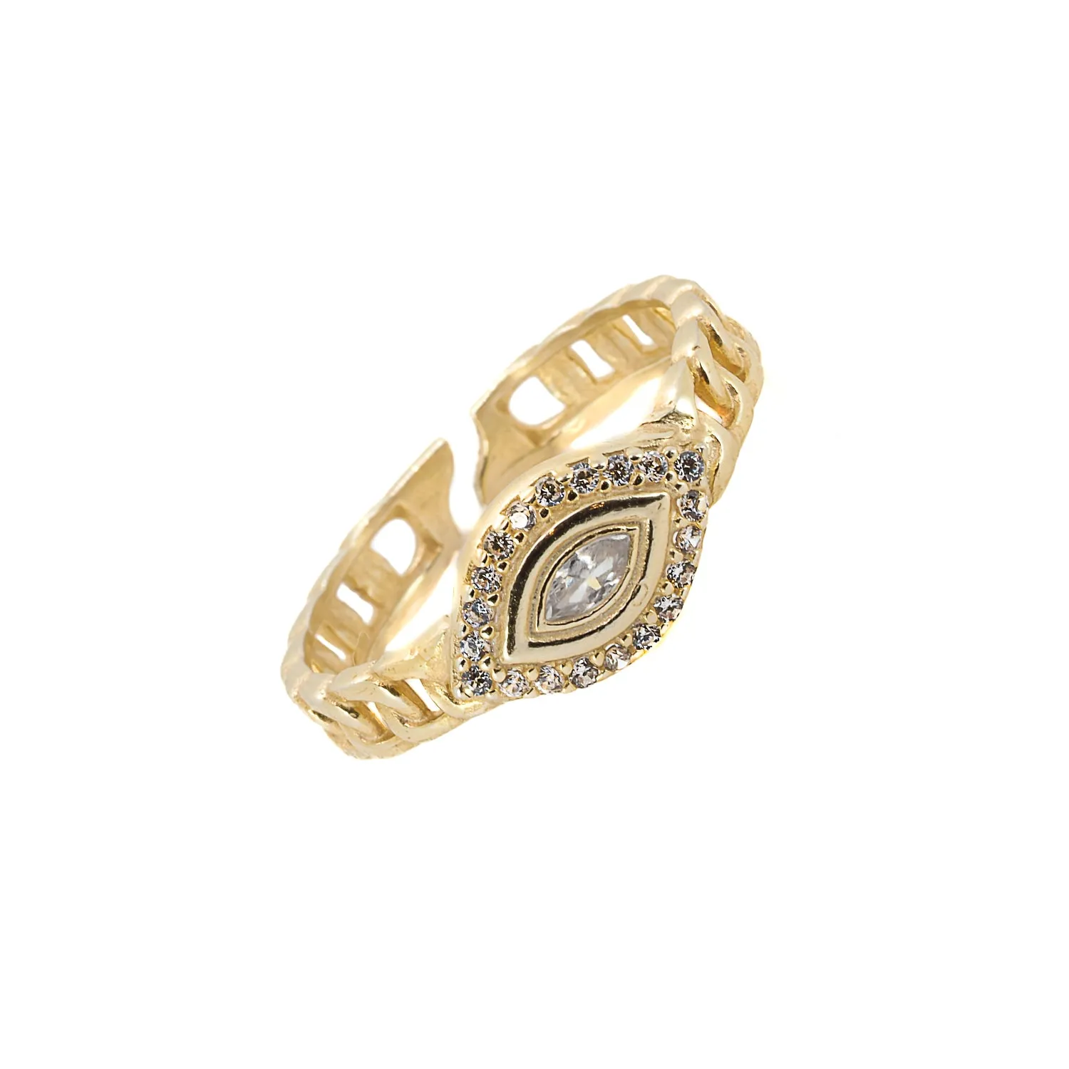 Sparkly Evil Eye Gold Ring