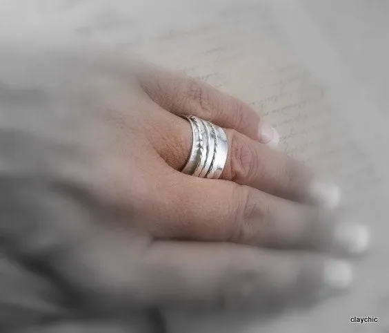Spinner Ring - Sterling Silver Ring - Gift for her - Meditation Ring - silver - wide band ring SR110