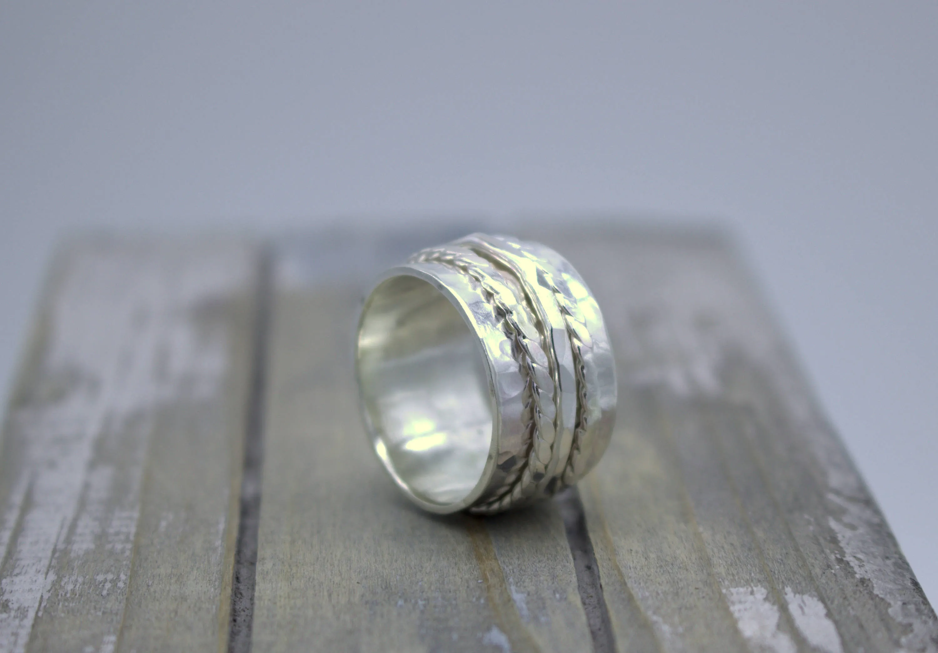 Spinner Ring - Sterling Silver Ring - Gift for her - Meditation Ring - silver - wide band ring SR110
