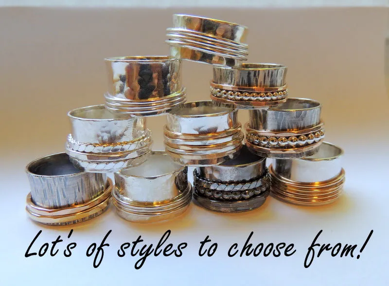Spinner Ring - Sterling Silver Ring - Gift for her - Meditation Ring - silver - wide band ring SR110