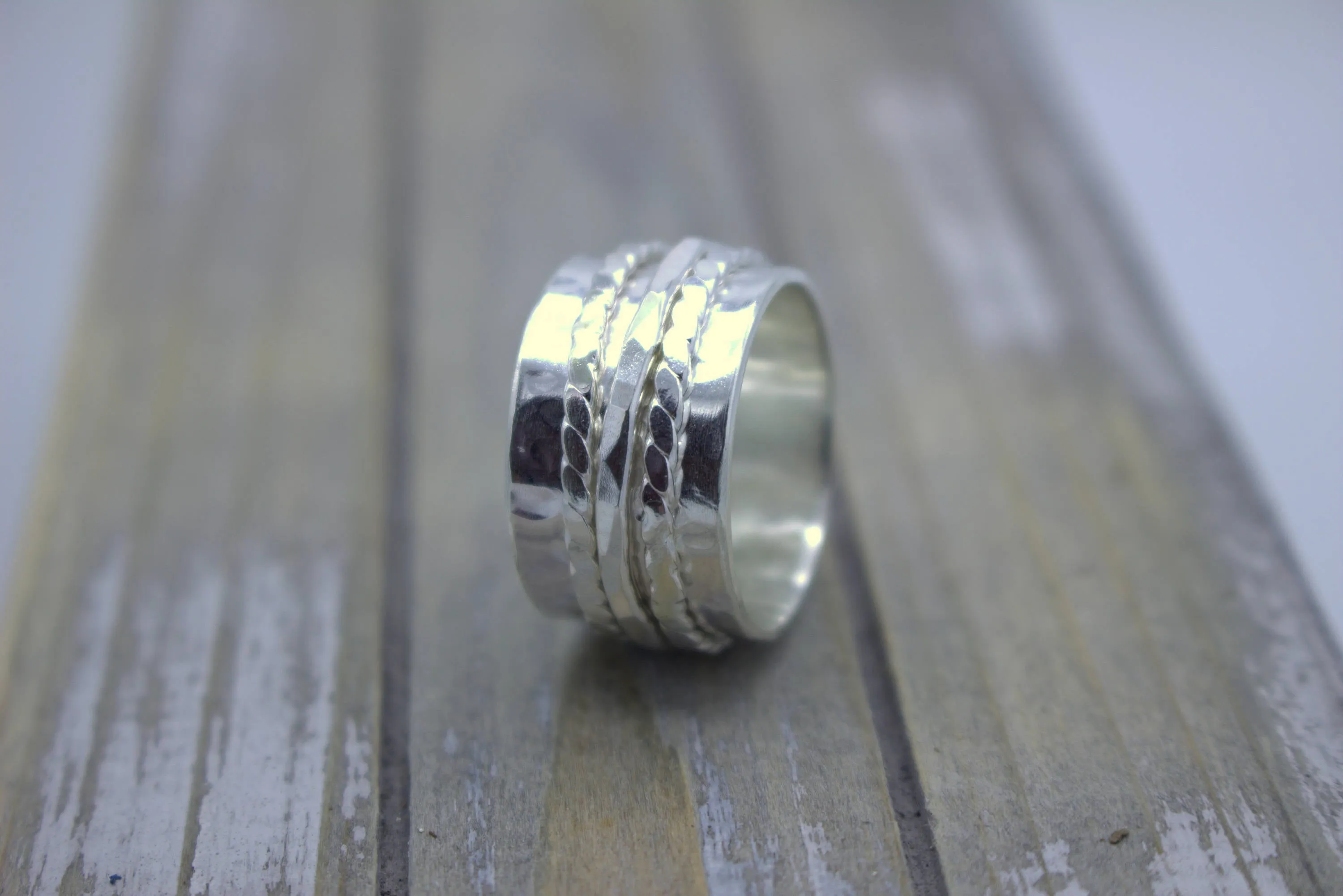 Spinner Ring - Sterling Silver Ring - Gift for her - Meditation Ring - silver - wide band ring SR110