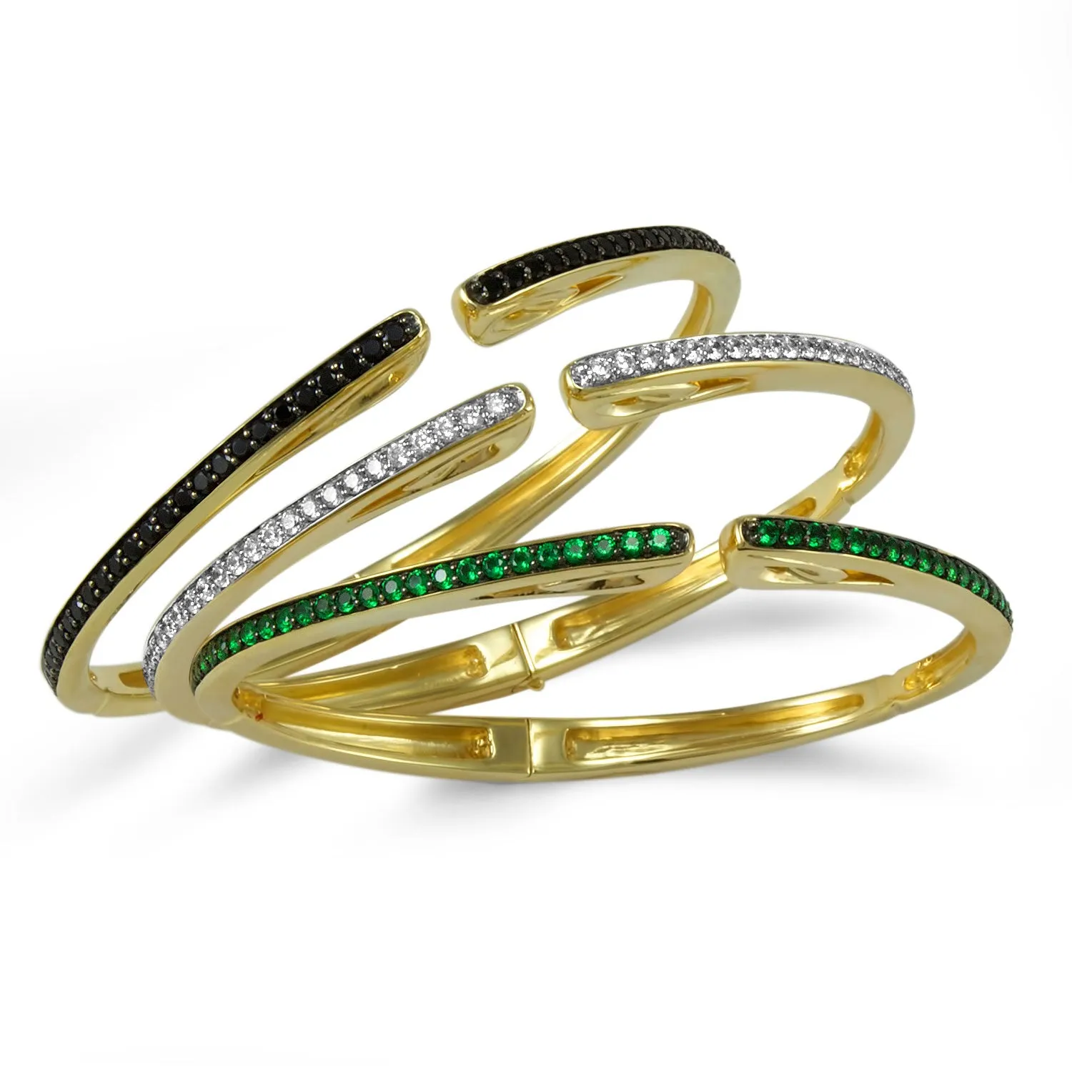 Spirit Pavé Cuff 3mm - 18K Gold Vermeil   CZ Vert