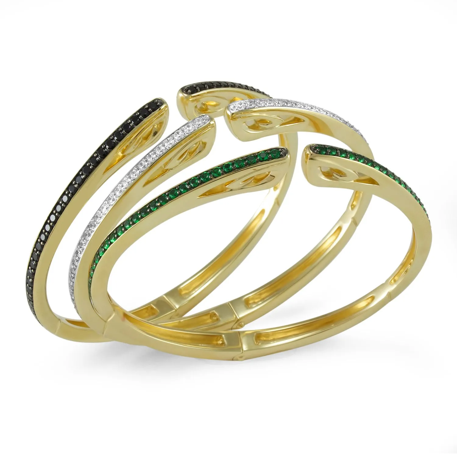 Spirit Pavé Cuff 3mm - 18K Gold Vermeil   CZ Vert