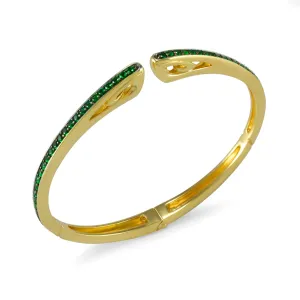 Spirit Pavé Cuff 3mm - 18K Gold Vermeil   CZ Vert