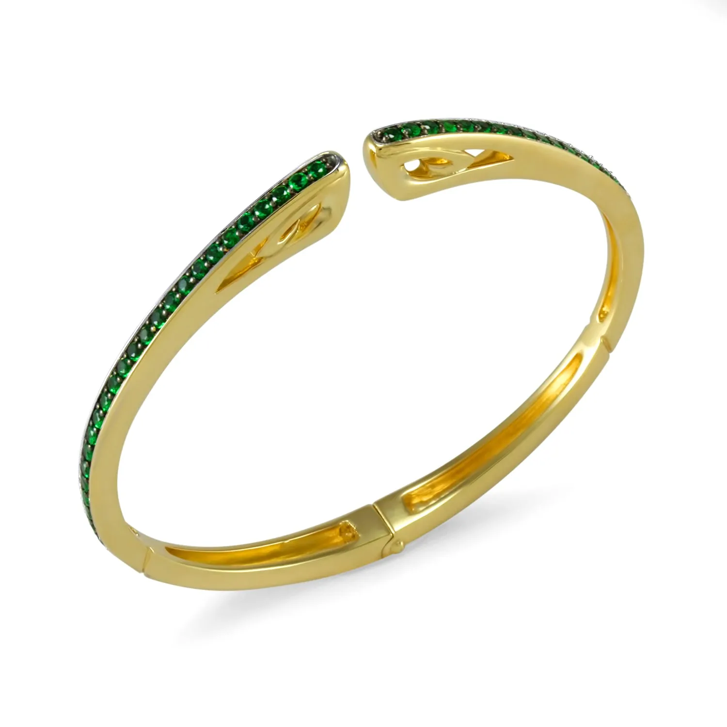 Spirit Pavé Cuff 3mm - 18K Gold Vermeil   CZ Vert