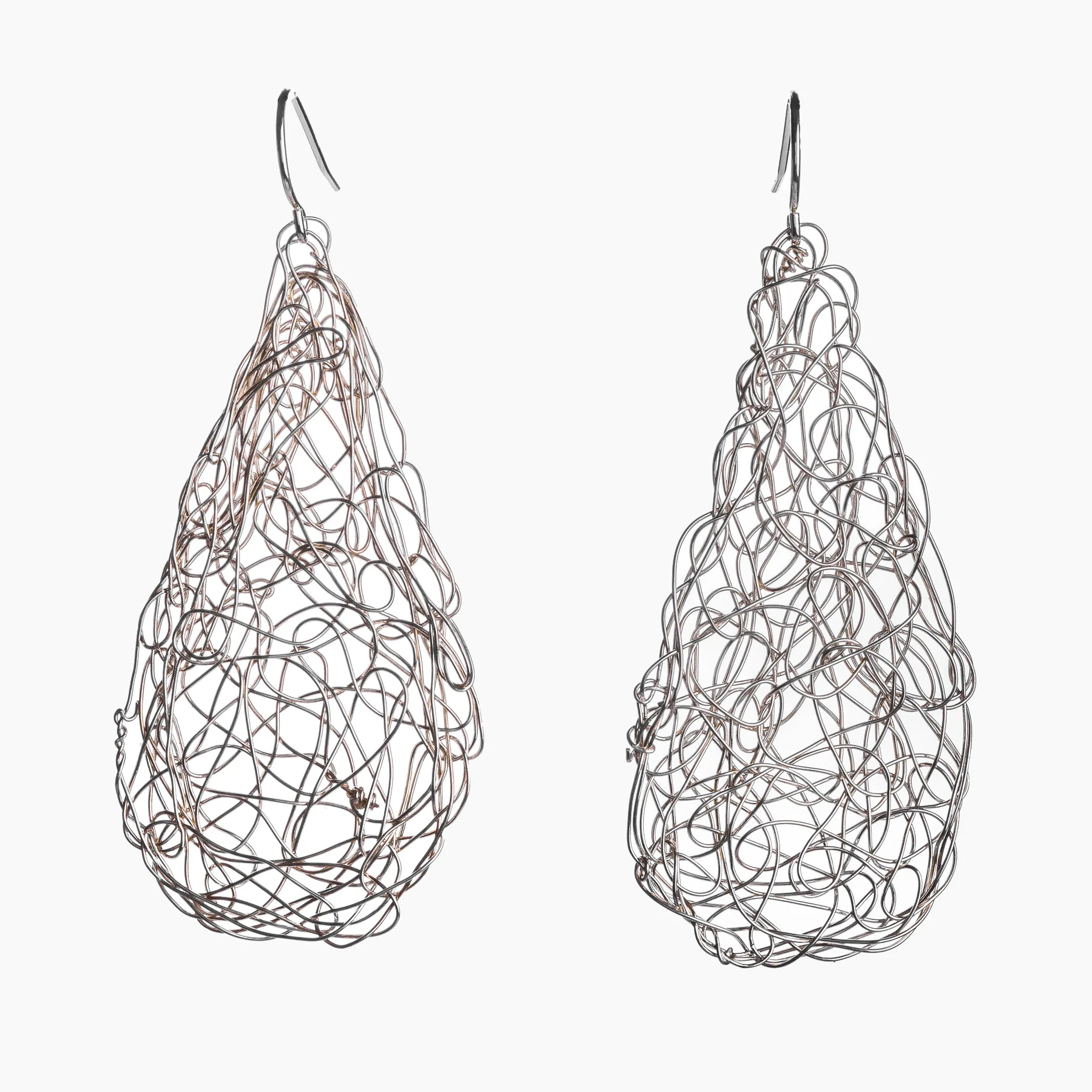 Spun Silver Teardrop Earrings