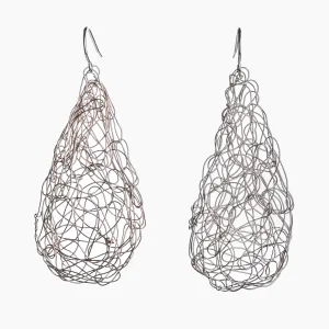 Spun Silver Teardrop Earrings