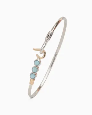 St. John Hook Bracelet with Triple Stones, 2mm - Larimar