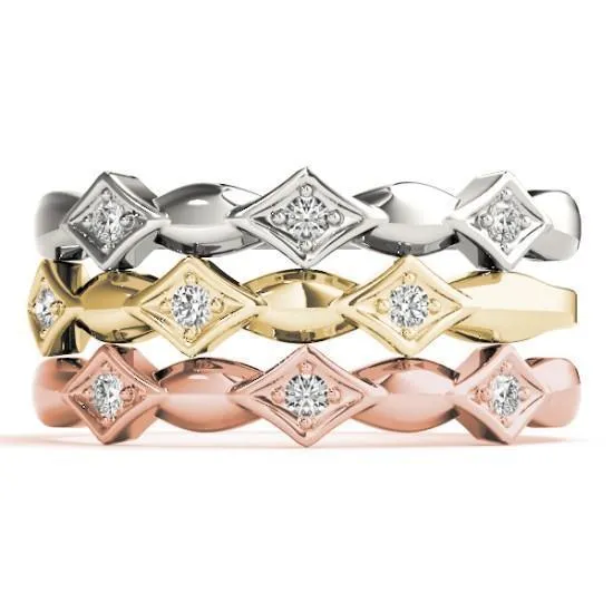 Stackables 1/2 Eternity Tri-Tone Gold Simple 3-Band Set Selectables
