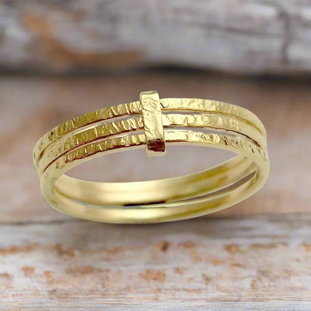 Stacking Gold Filled Triple Ring - Feeling Love.