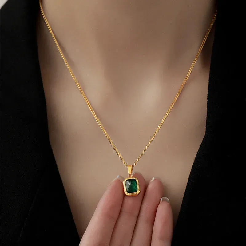 Stainless Steel Necklaces Black Exquisite Minimalist Square Pendant Choker Chains Fashion Necklace For Women Jewelry Party Gifts