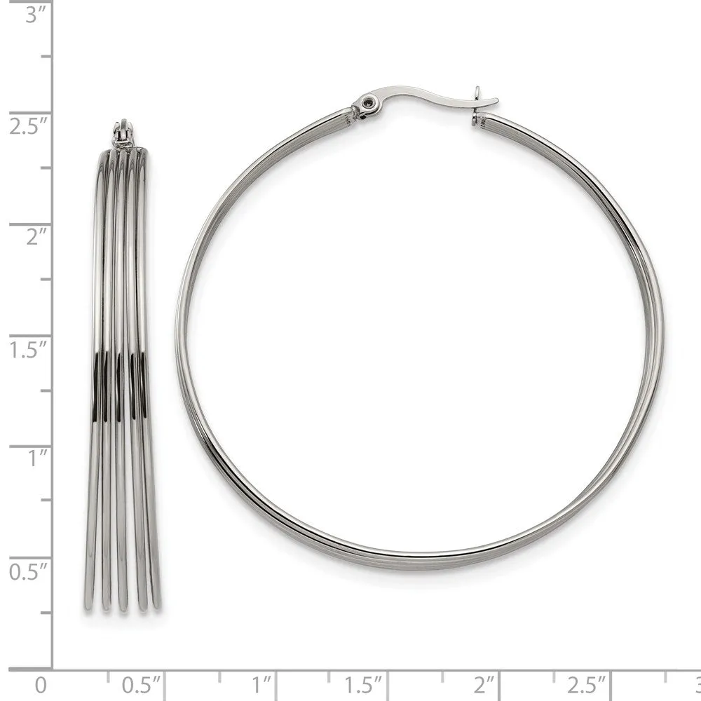 Stainless Steel Polished Wire Hoop Earrings