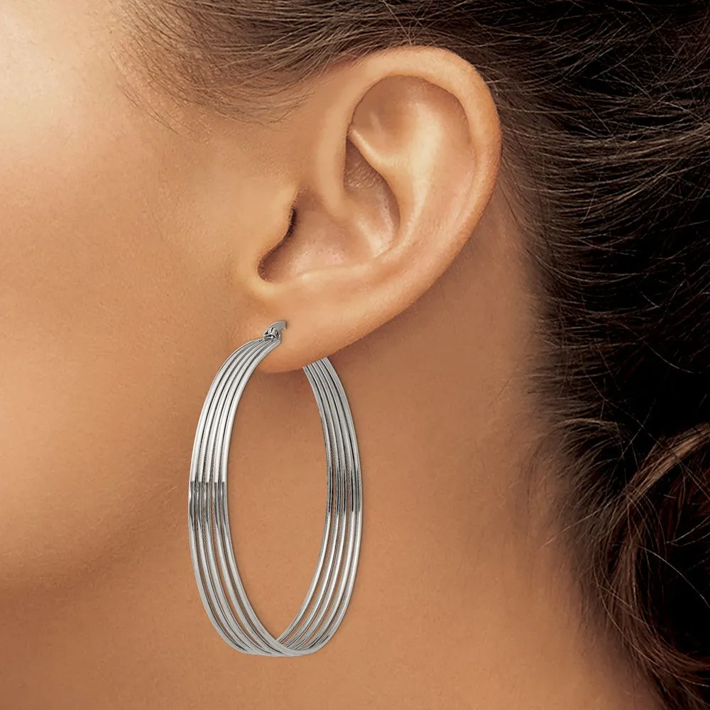 Stainless Steel Polished Wire Hoop Earrings
