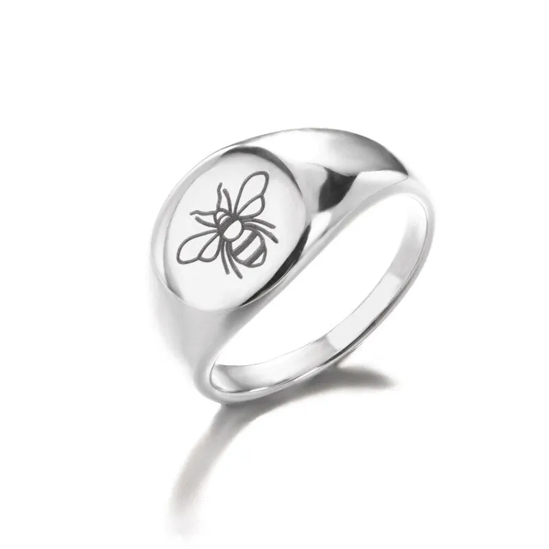 Stainless Steel Ring Simple Square Vintage  For Men