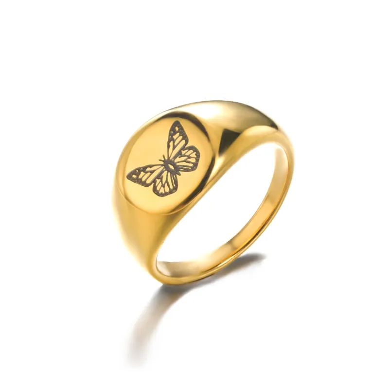 Stainless Steel Ring Simple Square Vintage  For Men