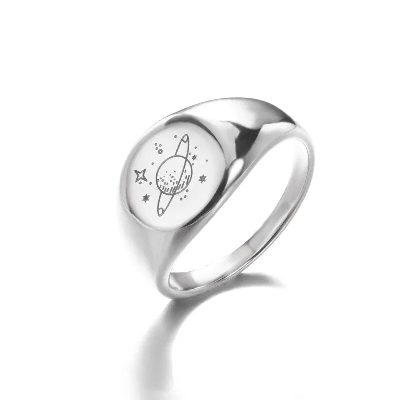 Stainless Steel Ring Simple Square Vintage  For Men