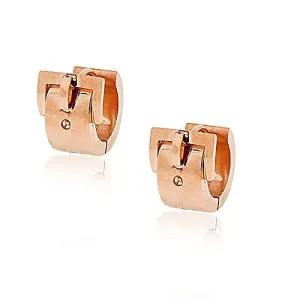 Stainless Steel Rose Gold-Tone Belt Buckle Hoop Huggie Earrings