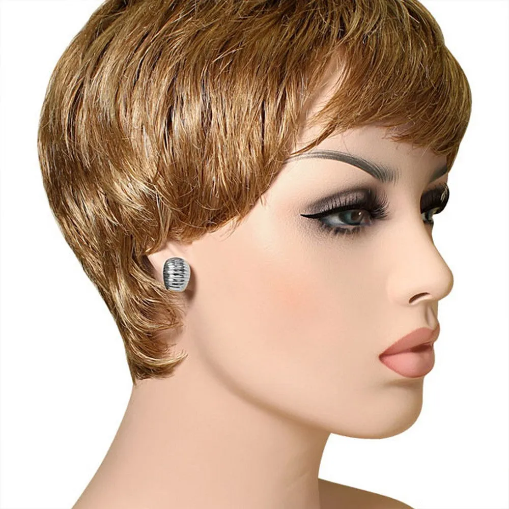 Stainless Steel Silver-Tone Classic Half-Hoop Stud Earrings