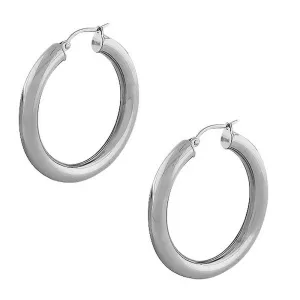 Stainless Steel Silver-Tone Classic Hoop Earrings