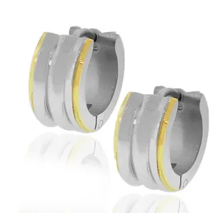 Stainless Steel Two-Tone Polished Hoop Huggie Earrings