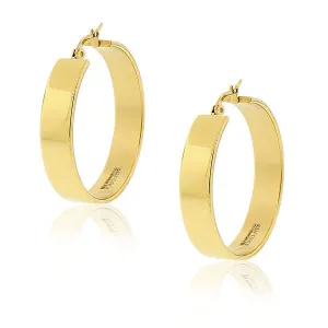 Stainless Steel Yellow Gold-Tone Classic Polished Hoop Earrings