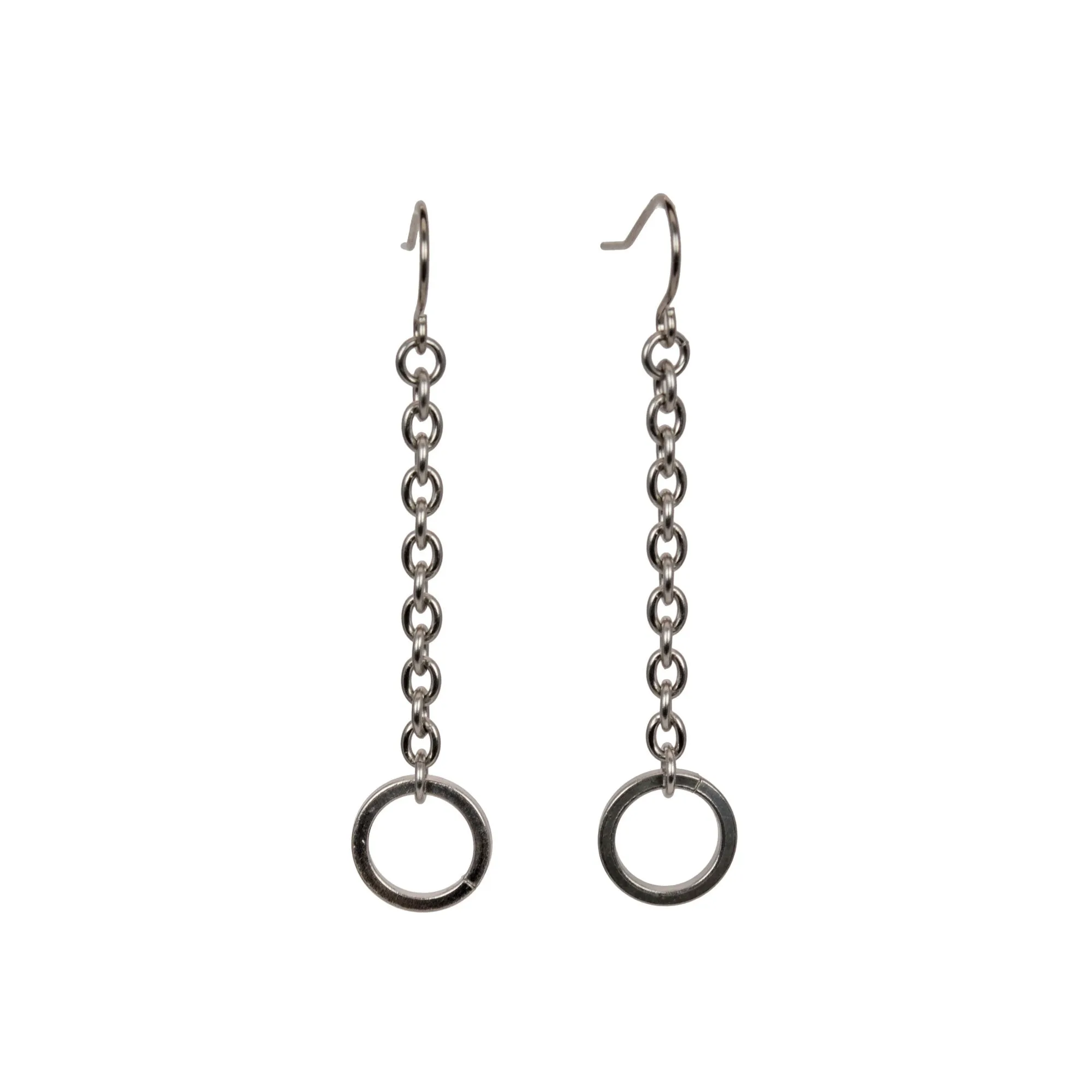 Steel Single Link Earrings - Long