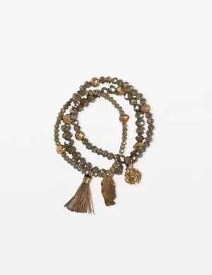 Stella   Gemma Set of 3 Smoky Quartz Bead Bracelet