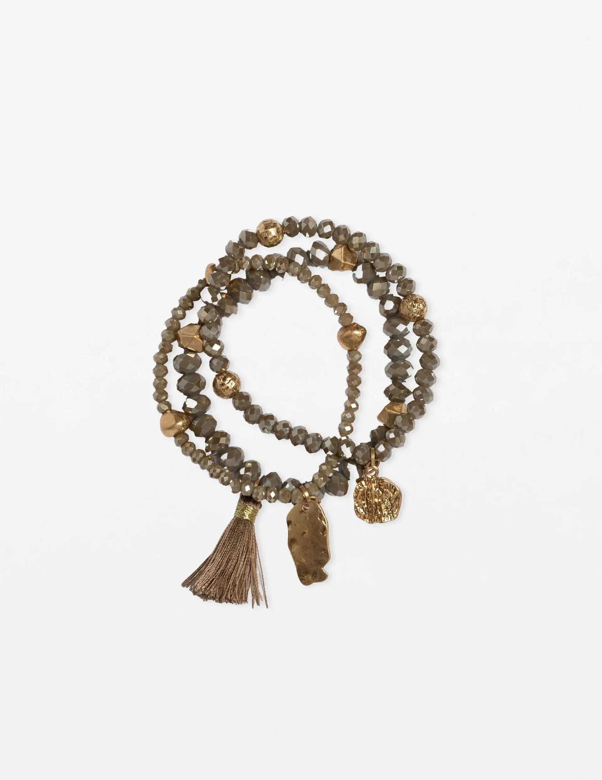 Stella   Gemma Set of 3 Smoky Quartz Bead Bracelet