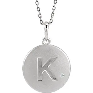 Sterling Silver .005 CTW Diamond Initial K 18" Necklace