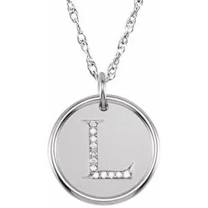 Sterling Silver .06 CTW Natural Diamond Posh Mommy¬Æ Initial L 18" Necklace