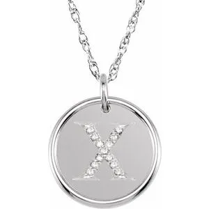 Sterling Silver .07 CTW Natural Diamond Posh Mommy¬Æ Initial X 18" Necklace