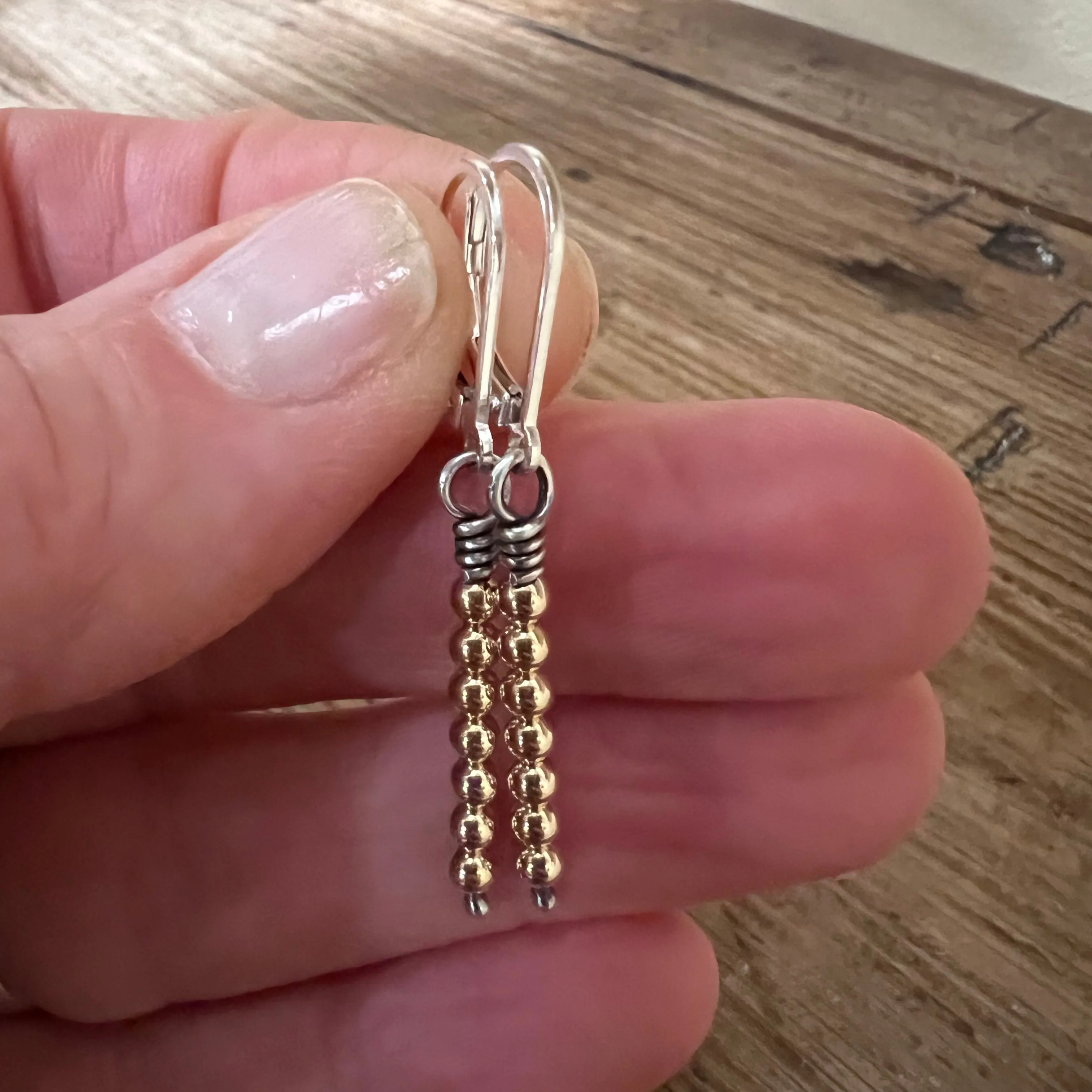 Sterling Silver 14K Yellow Gold Wire Wrapped Earrings