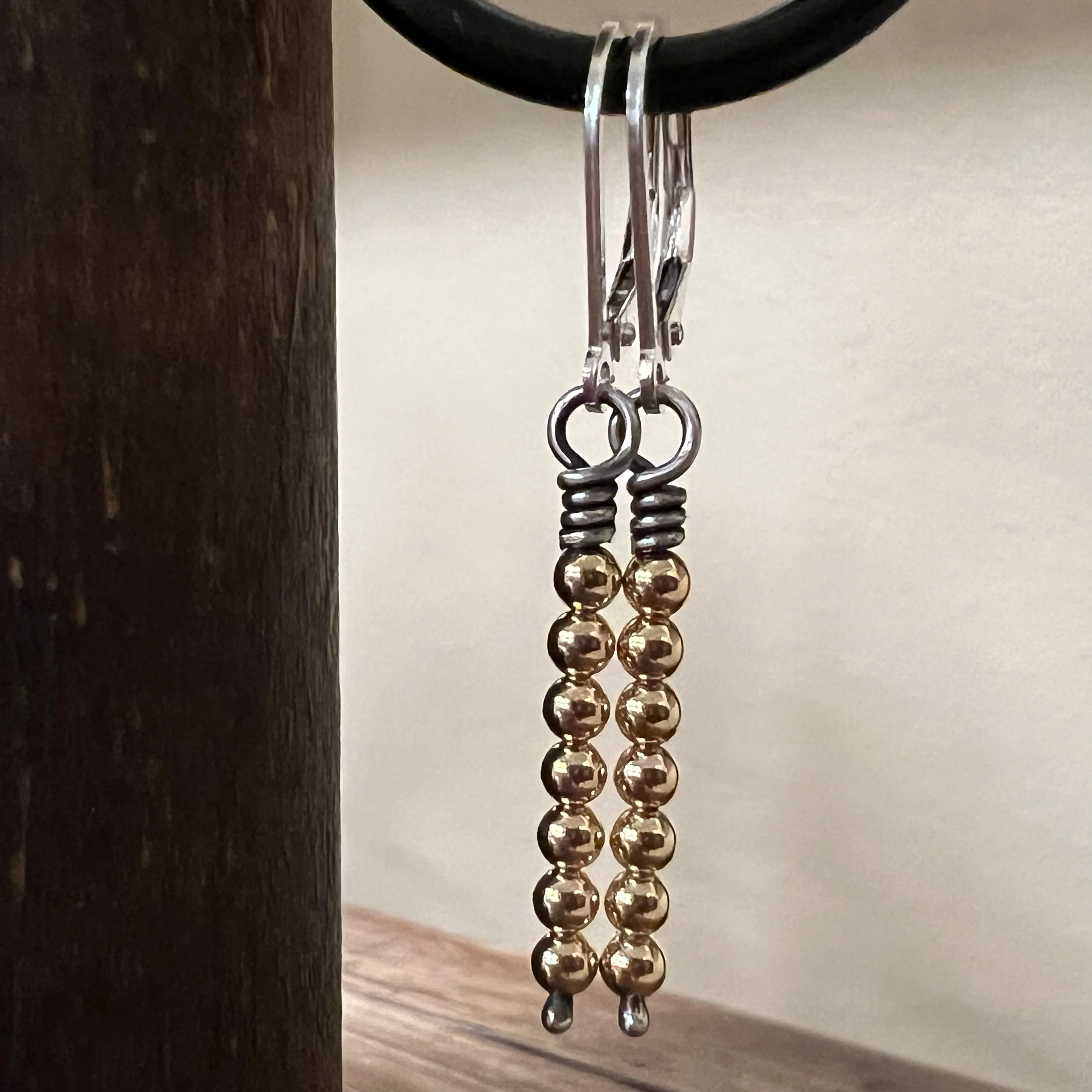 Sterling Silver 14K Yellow Gold Wire Wrapped Earrings