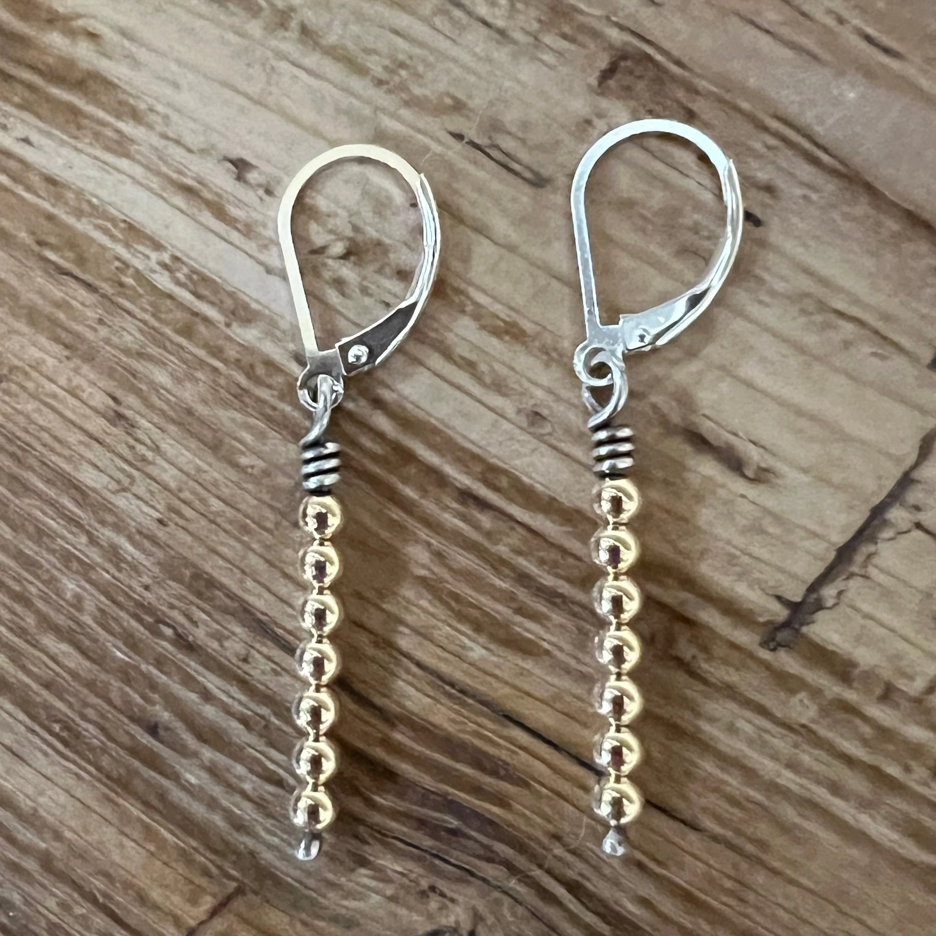 Sterling Silver 14K Yellow Gold Wire Wrapped Earrings