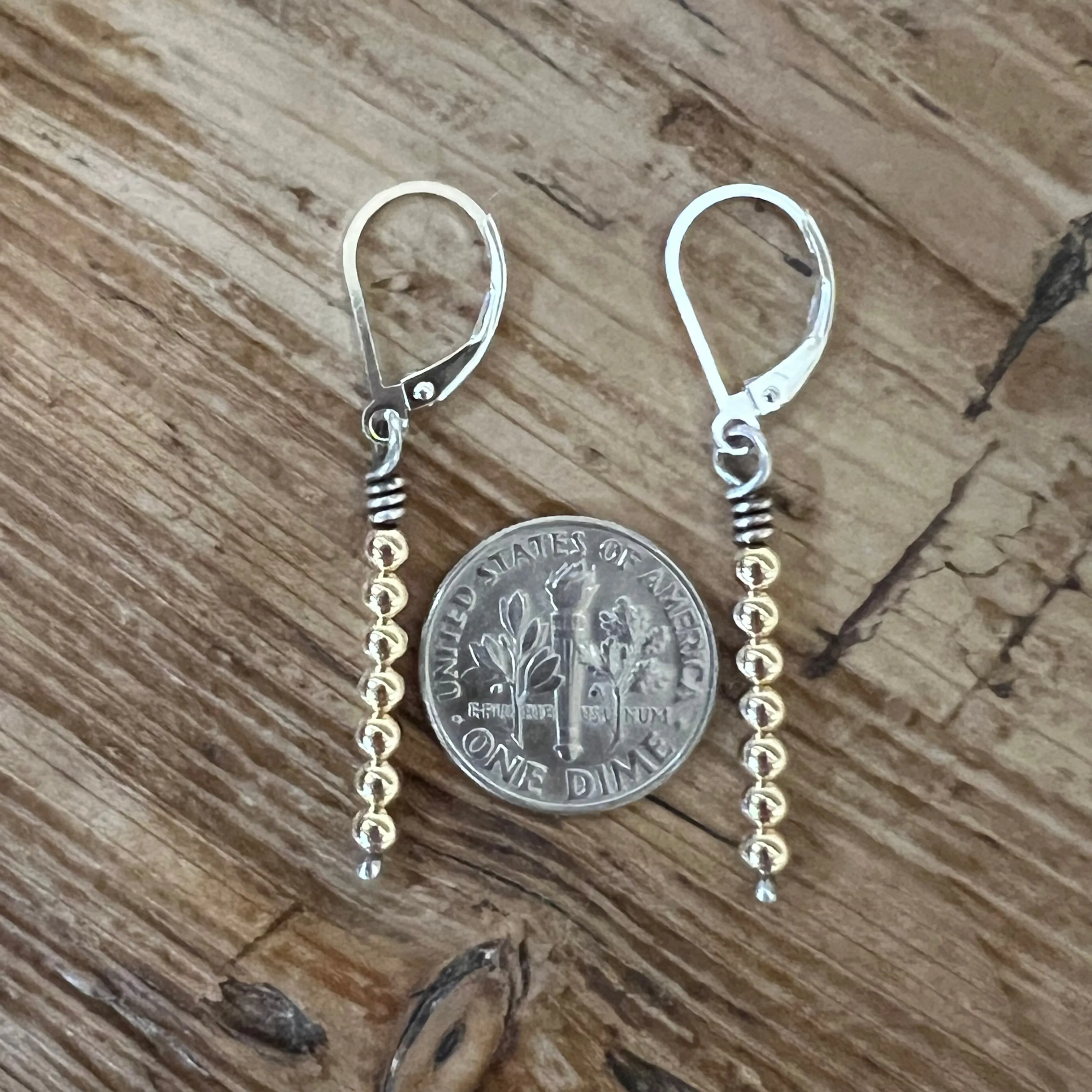 Sterling Silver 14K Yellow Gold Wire Wrapped Earrings